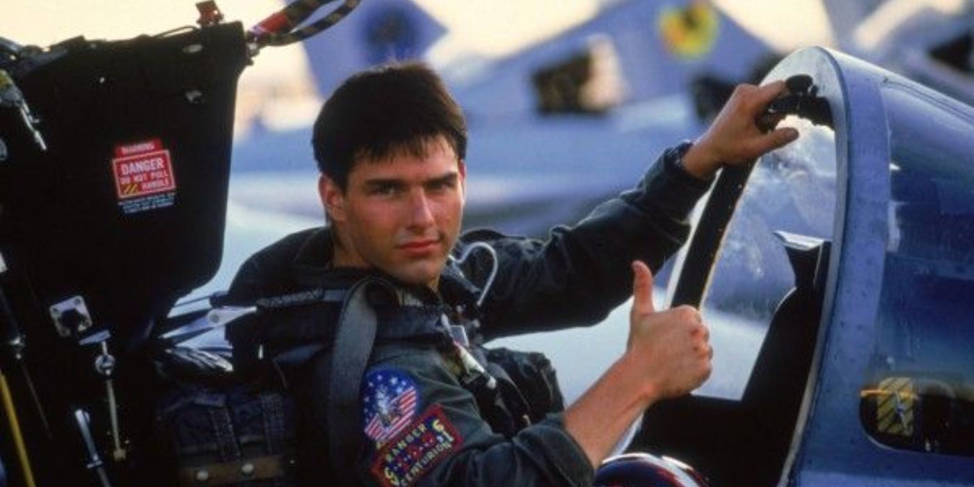 Tom Cruise in a cockpit for 'Top Gun'