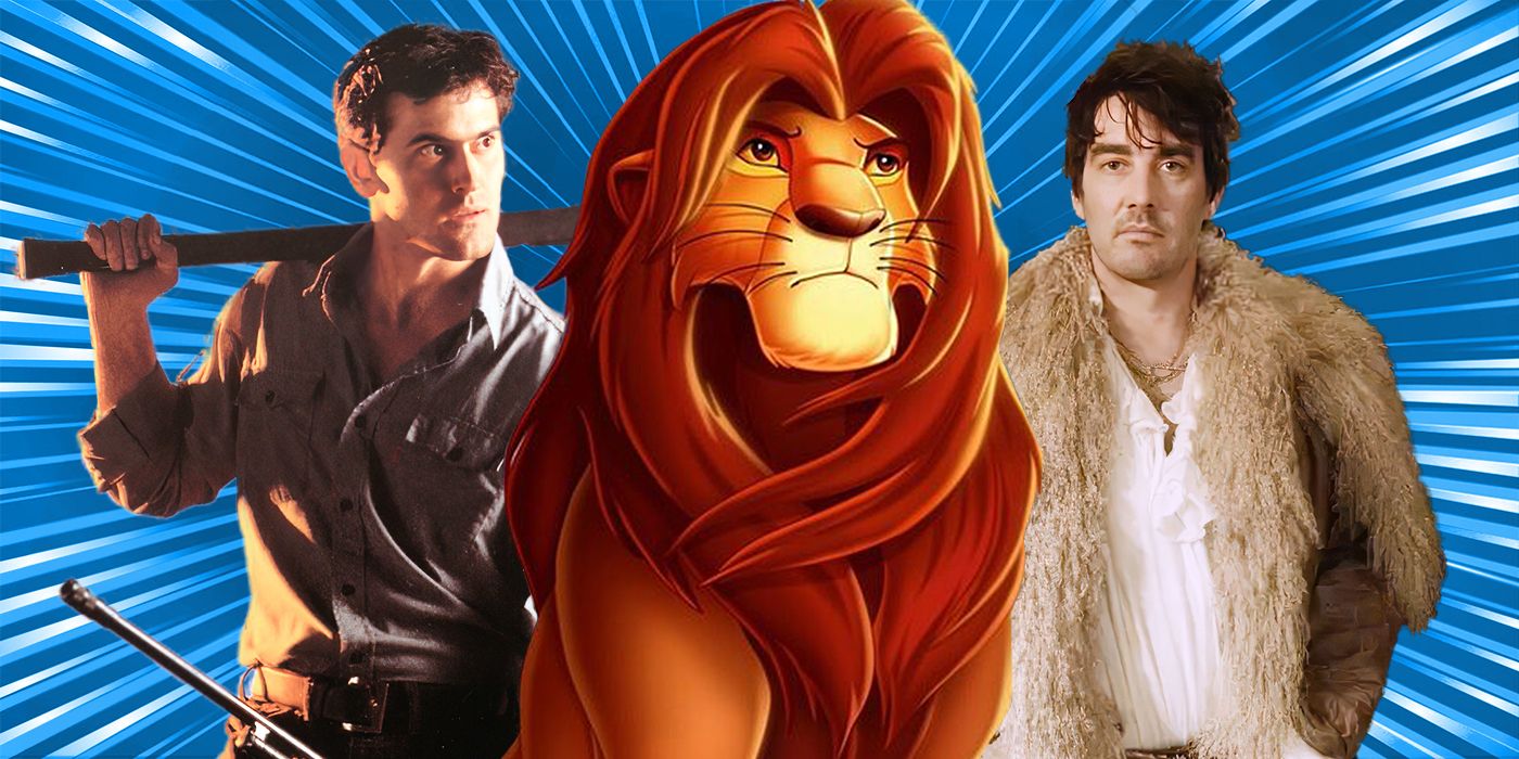 Ash Williams from The Evil Dead, Mufasa from Lion King, and Simba from What We Do in the Shadows