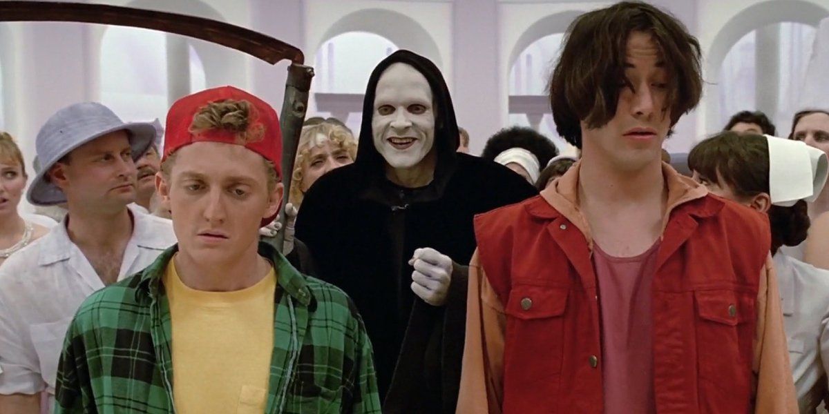 The cast of Bill and Ted's Bogus Journey