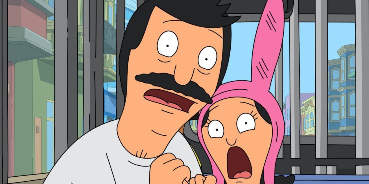 Bob and Louise in Bob's Burgers looking scared and horrified in Bob's Burgers