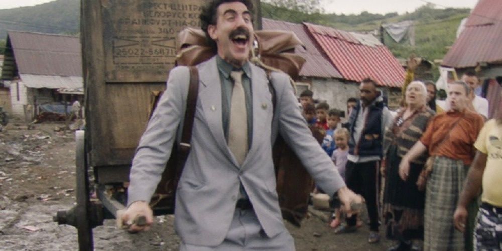 Sacha Baron Cohen as Borat. 
