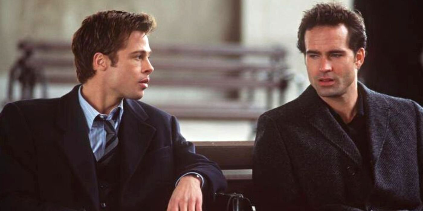 Brad Pitt sitting next to Jason Patrick in Sleepers (1996)