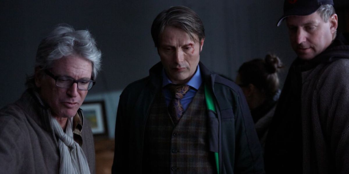 Michael Rymer and Mads Mikkelsen behind the scenes of Hannibal