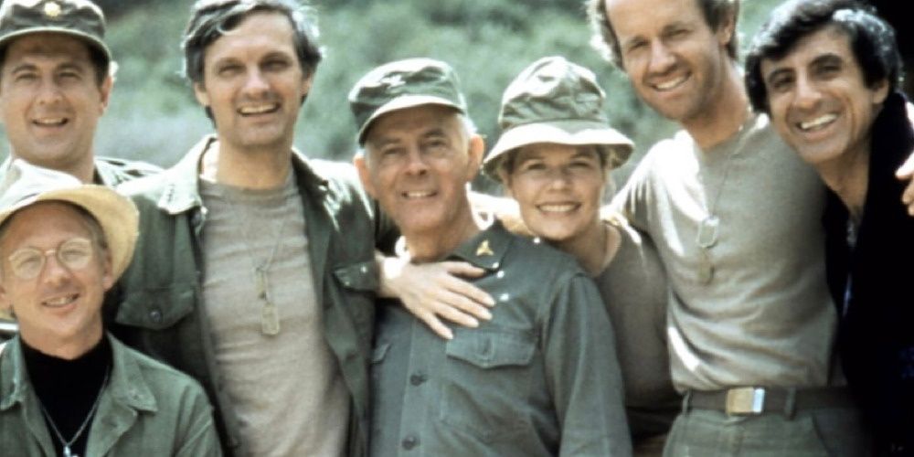 The cast of MASH in army fatigues. 