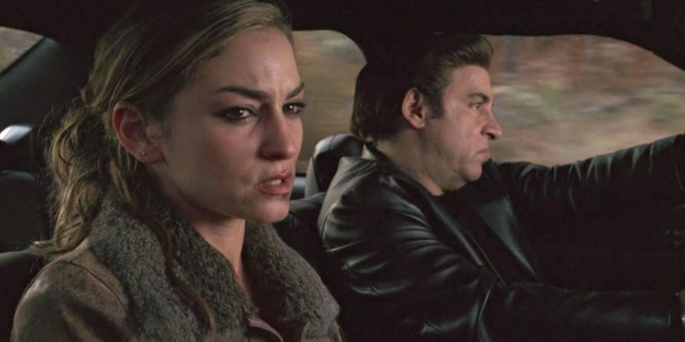Drea de Matteo riding in the car with Steven Van Zandt in The Sopranos