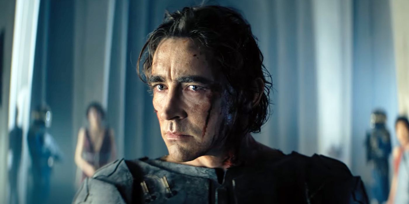 Lee Pace in Foundation Season 2 with a cut on his face