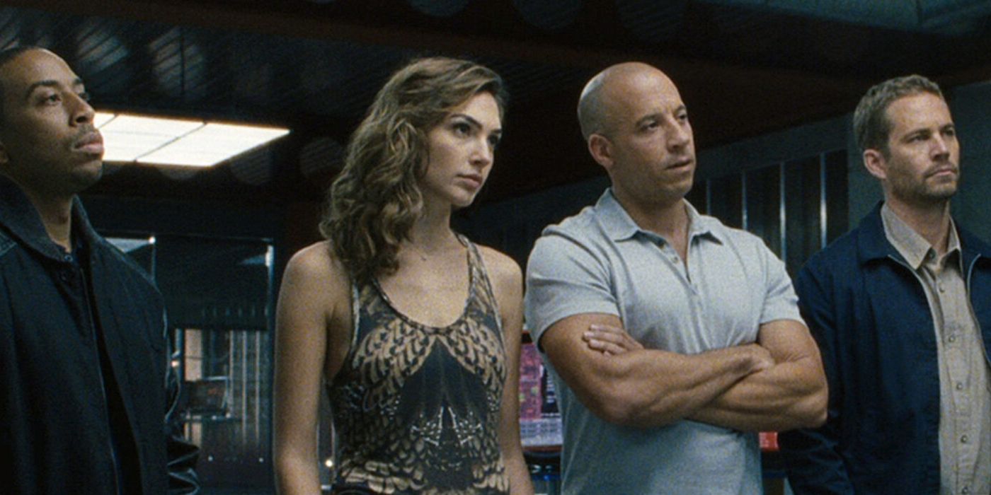 Gal Gadot as Gisele in Fast & Furious 6; Tej, Gisele, Dom, and Brian review the plan