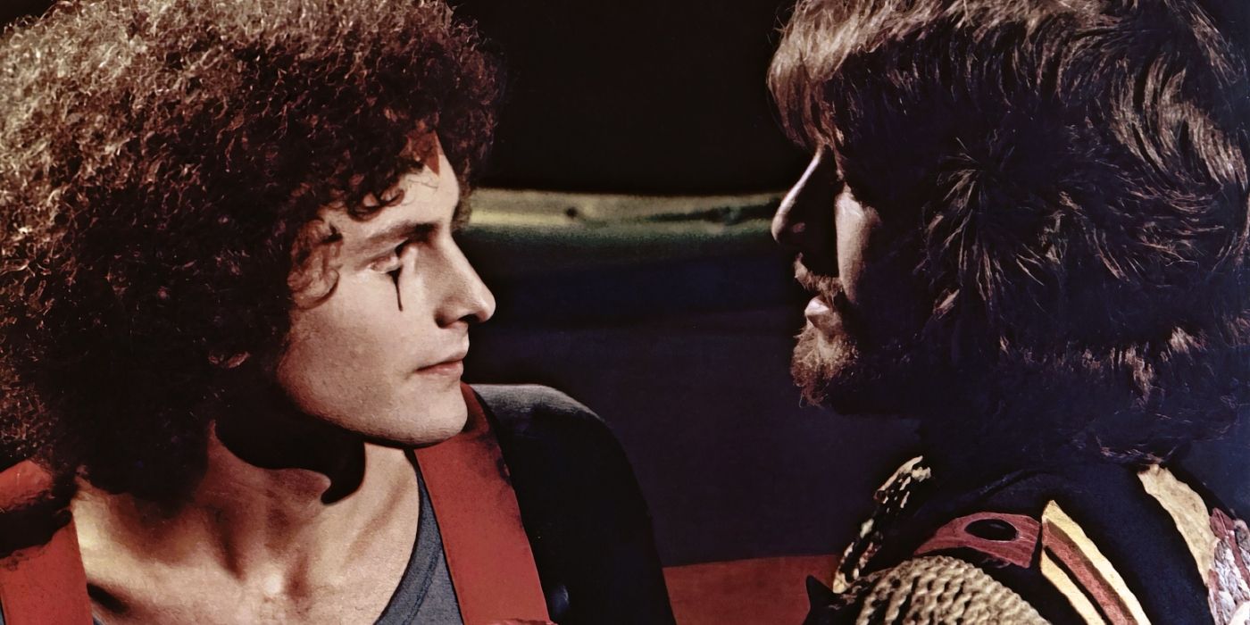 Victor Garber and David Haskell in the 1973 movie musical 'Godspell'.
