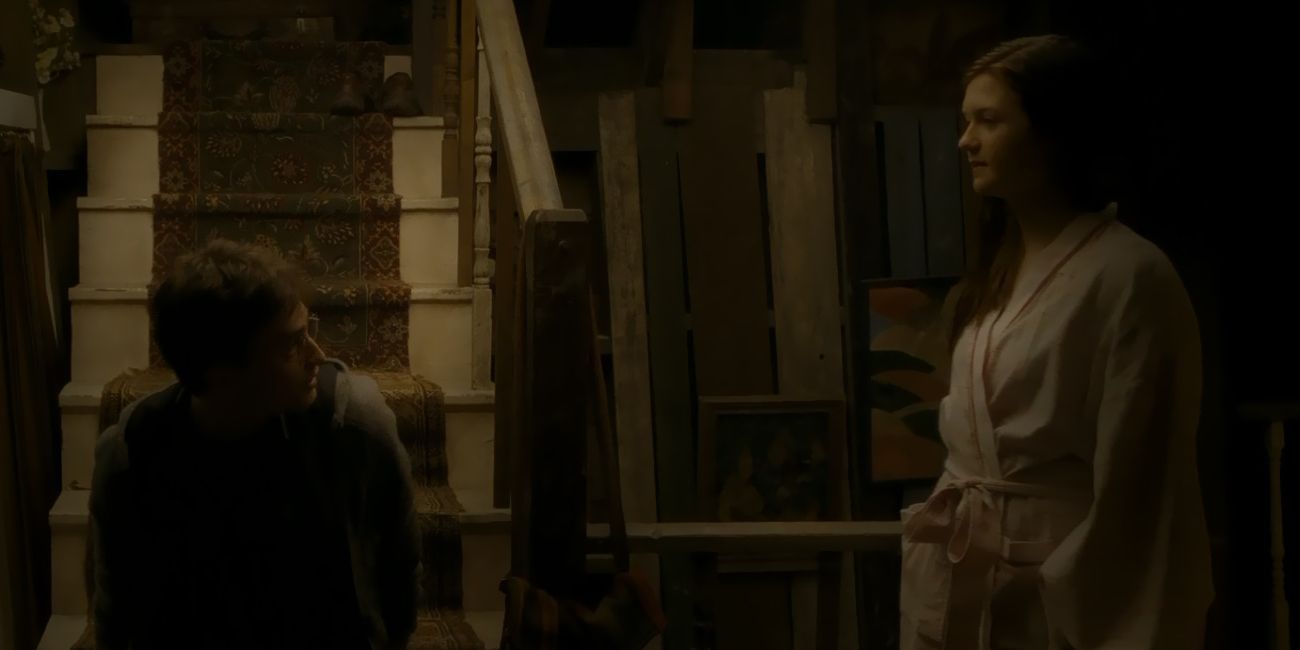 Harry (Daniel Radcliffe) and Ginny (Bonnie Wright) share an awkward moment