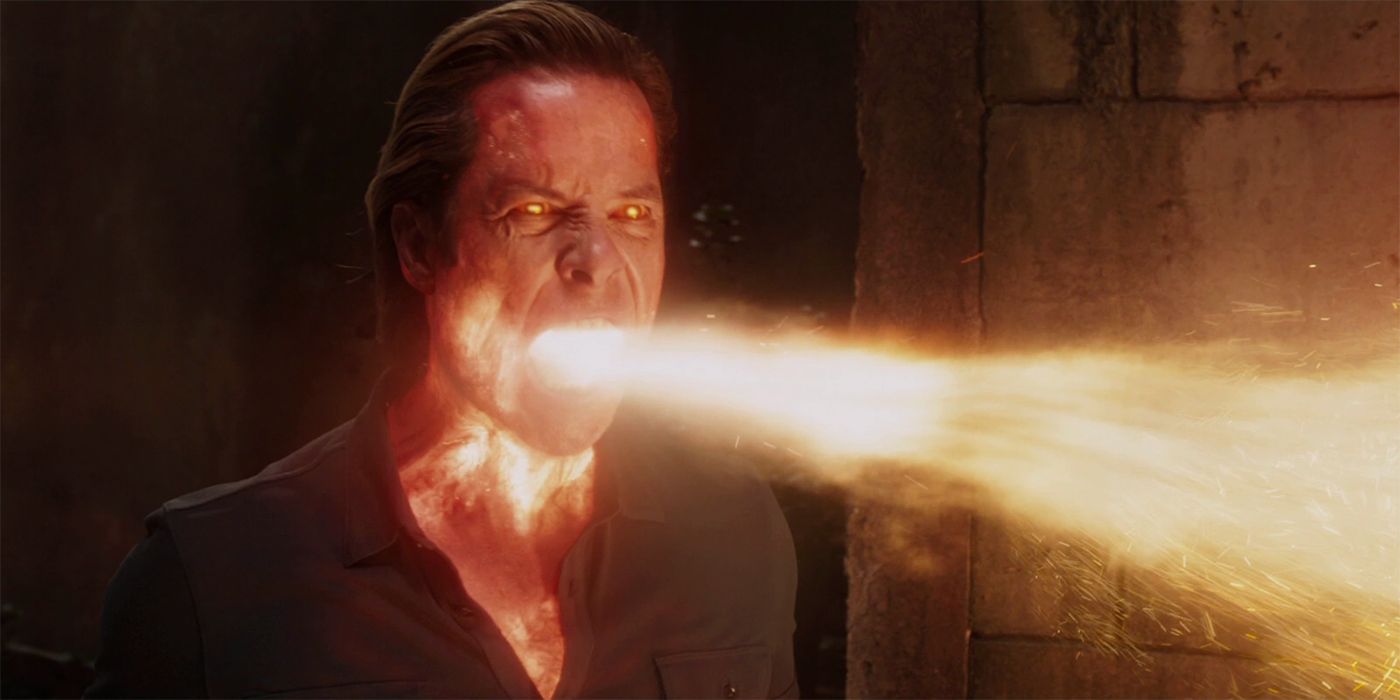 Aldrich Killian shooting Extremis from the mouth in Iron Man 3