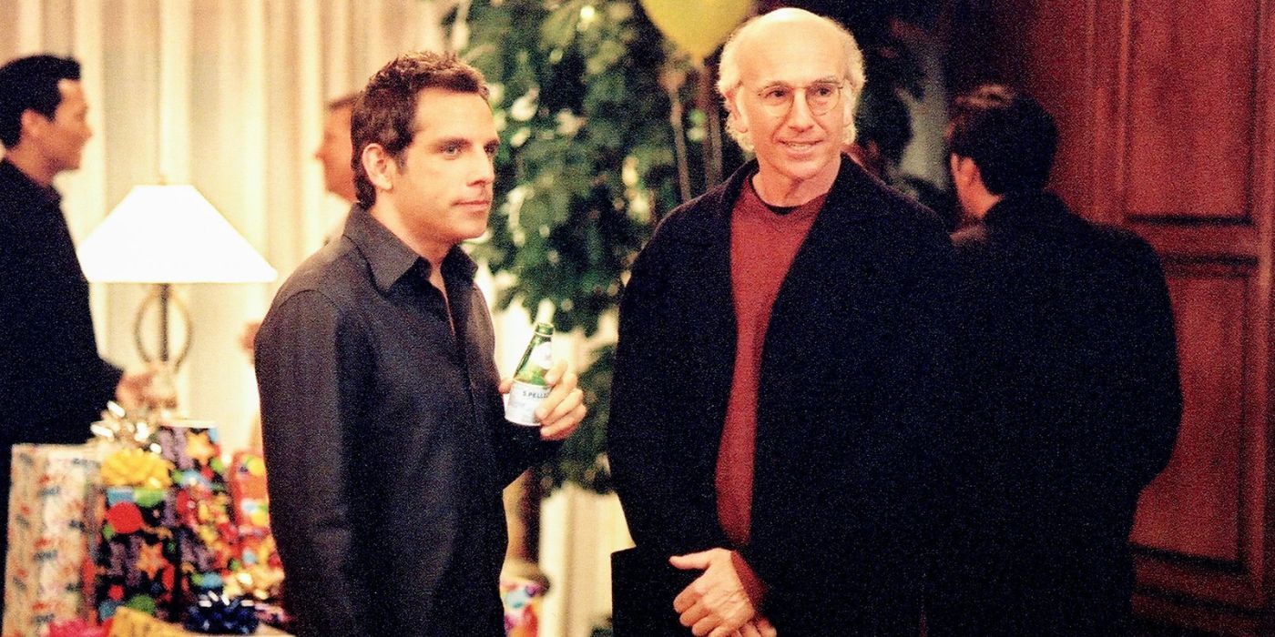 Larry David and Ben Stiller at a party in Curb Your Enthusiasm