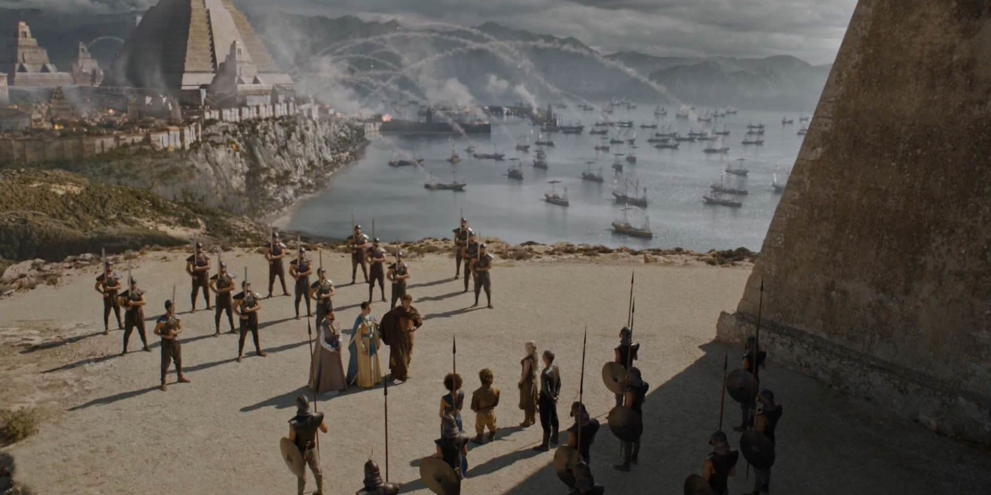 The Unsullied watch as ships lay siege to Meereen