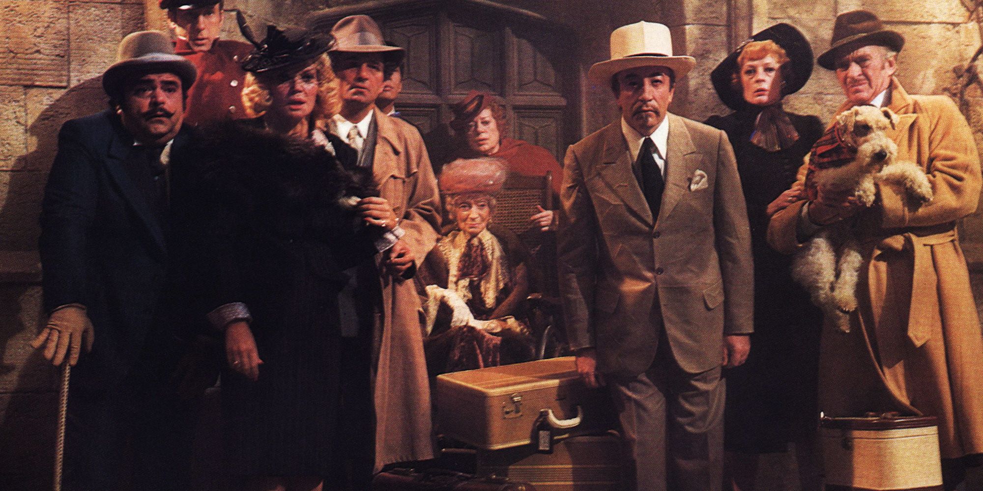 The cast of Murder by Death dressed in classic clothing in Murder by Death