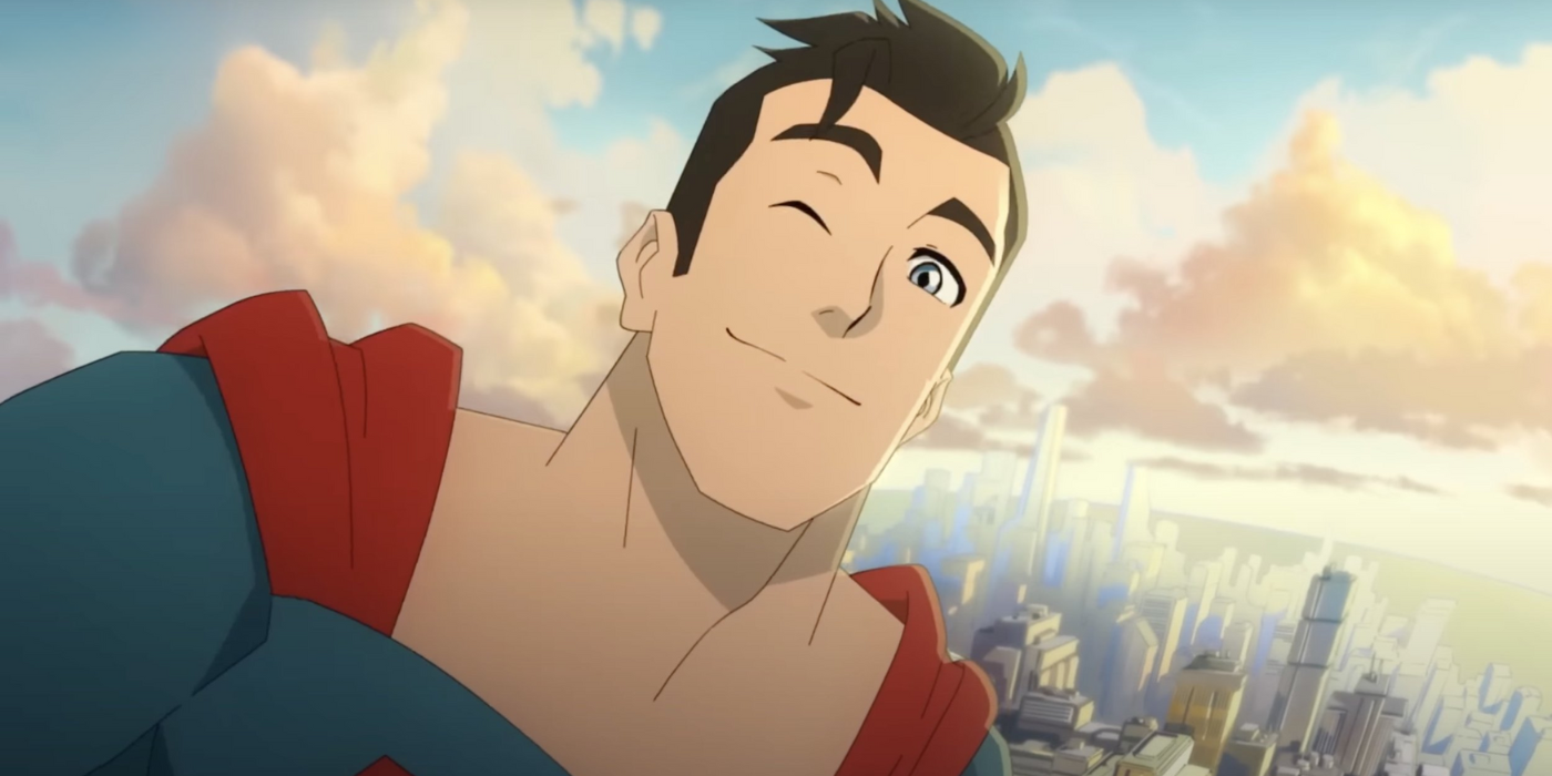 Superman winking in the Adult Swim/MAX series My Adventures with Superman