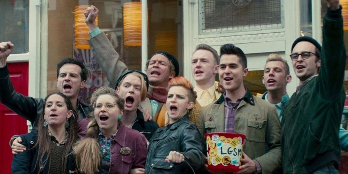 A group of protestors in the 2014 film, 'Pride.' 