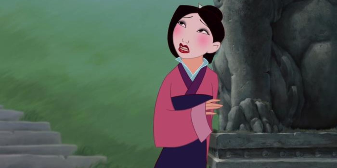 Mulan looking sad while singing Reflection in Mulan 1998