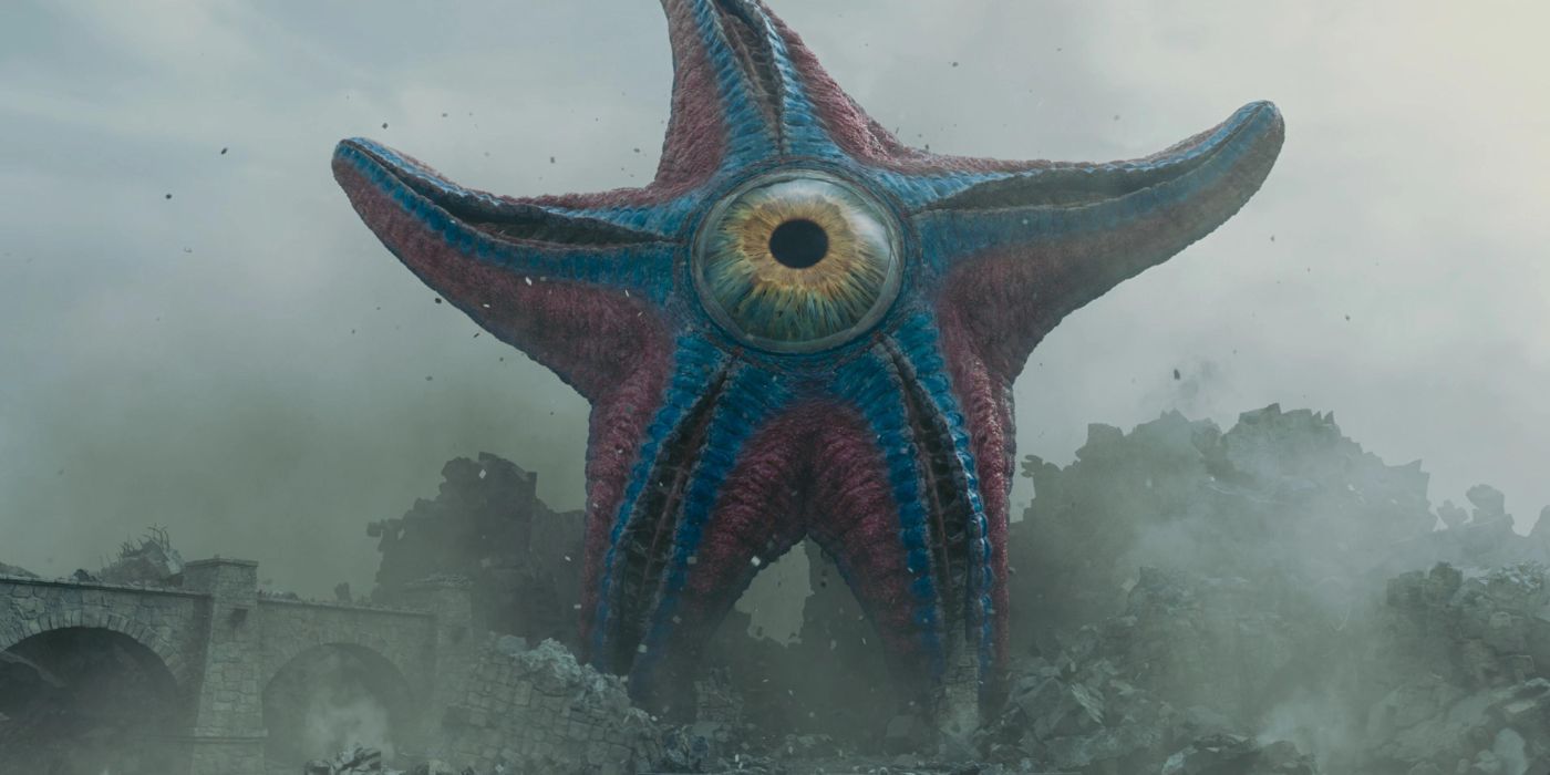 Starro the Conqueror rampagin on Corto Maltese in The Suicide Squad