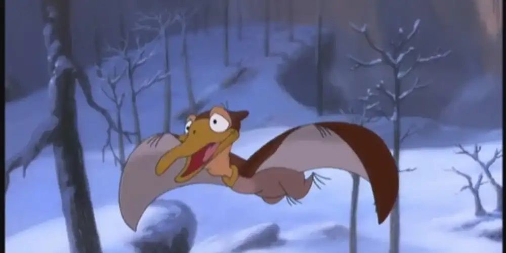 Petrie flying through a frozen wood