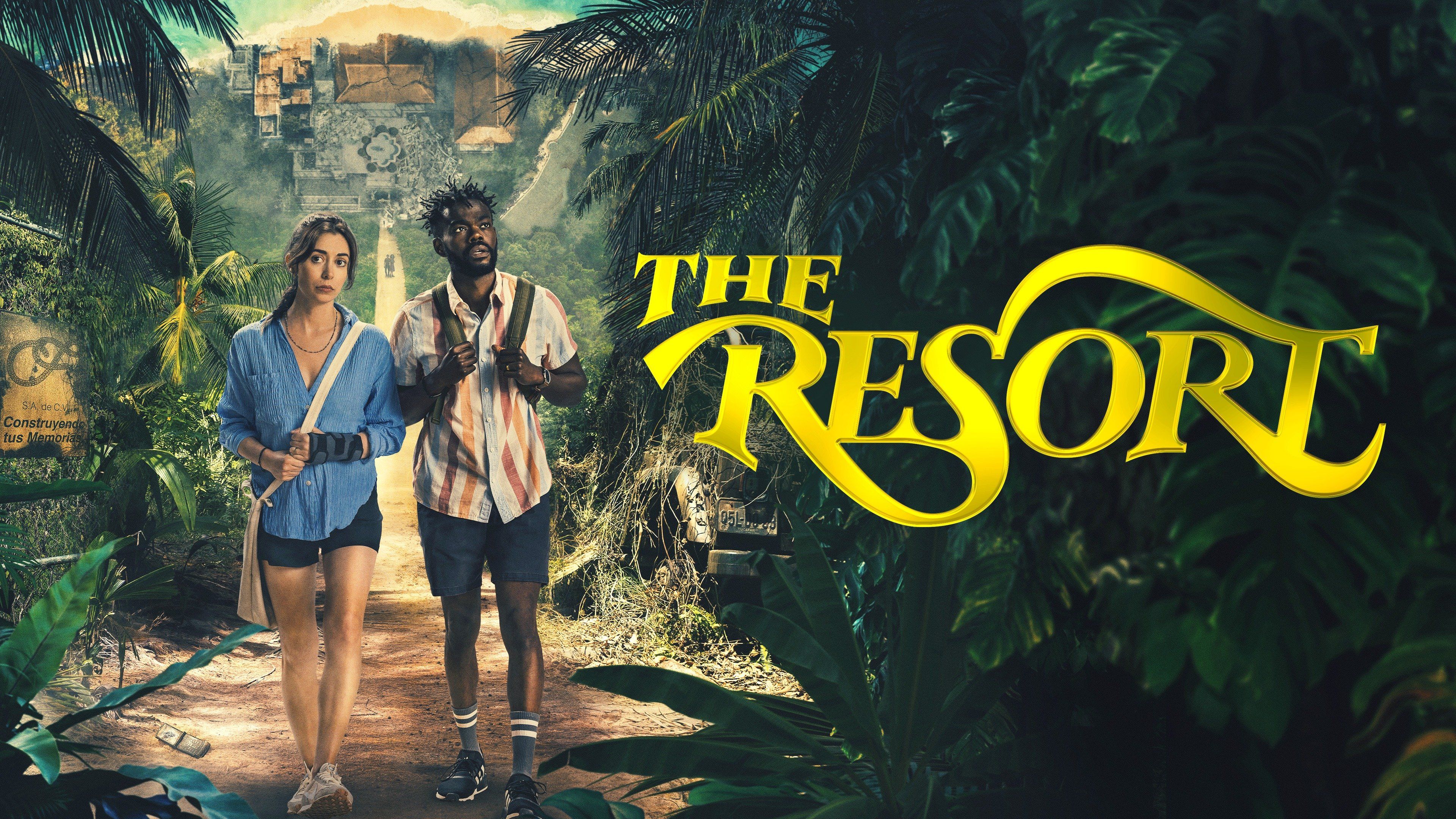 William Jackson Harper y Cristin Milioti en el cartel de The Resort on Peacock