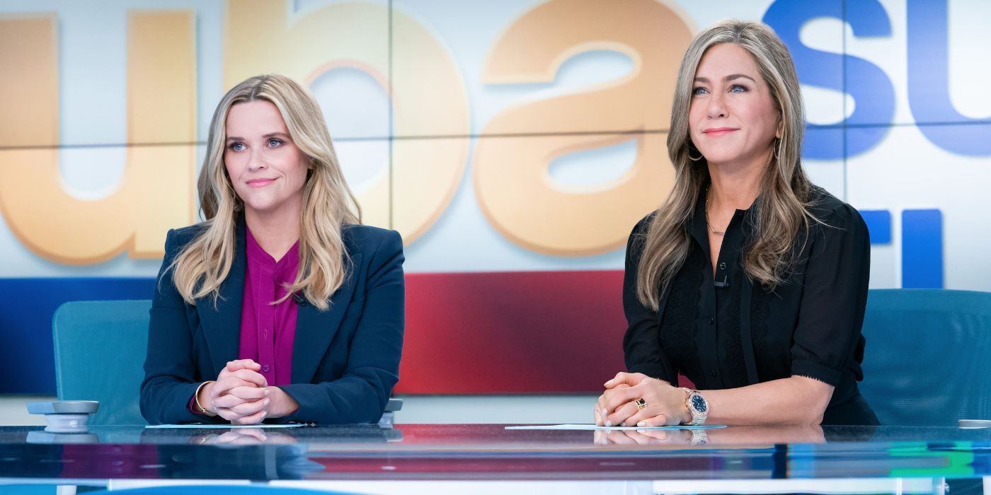 Reese Witherspoon and Jennifer Aniston as Bradley and Alex in The Morning Show