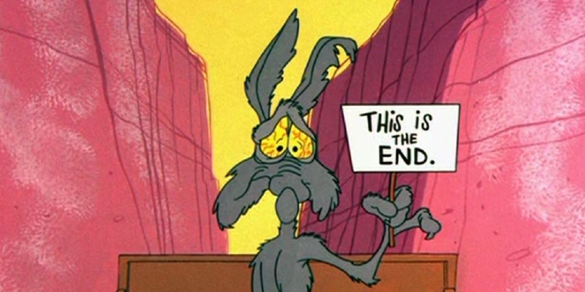 Wile E. Coyote en muy mal estado de salud en el corto de los Looney Tunes "Scrambled Aches"