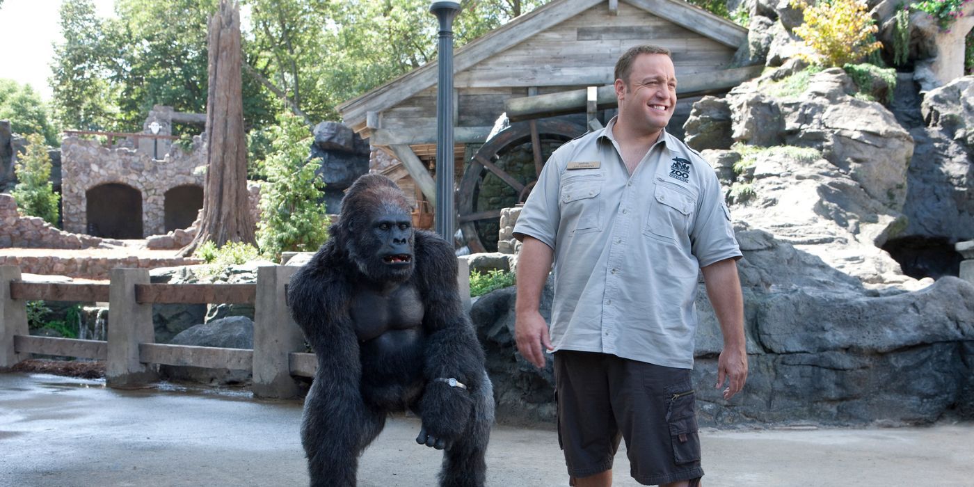 Kevin James standing next to a gorilla 