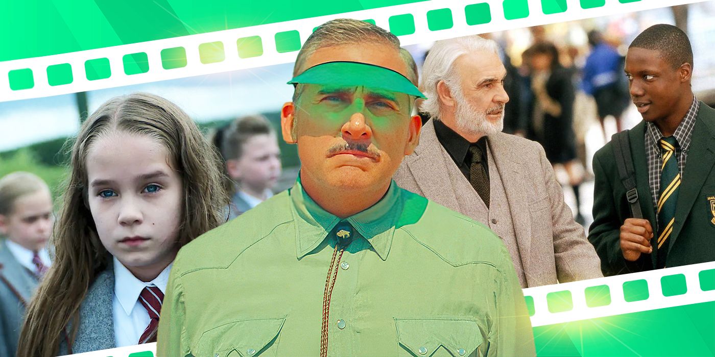 From L to R: Alisha Weir as Matilda Wormwood in Matilda the Musical, Steve Carell as The Motel Manager in Asteroid City, and Sean Connery as William Forrester and Rob Brown as Jamal Wallace in Finding Forrester