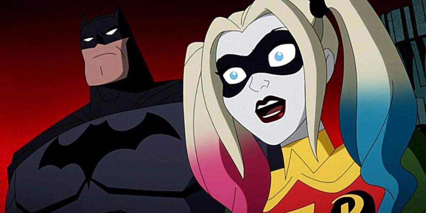 Batman and Harley dressed as Robin in Harley Quinn