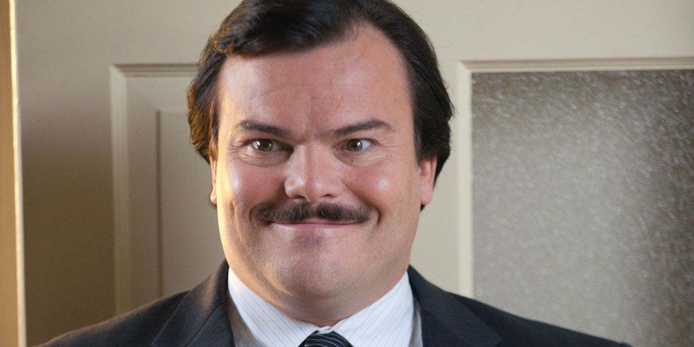 Jack Black as Bernie Tiede smiling widely in Bernie (2011)