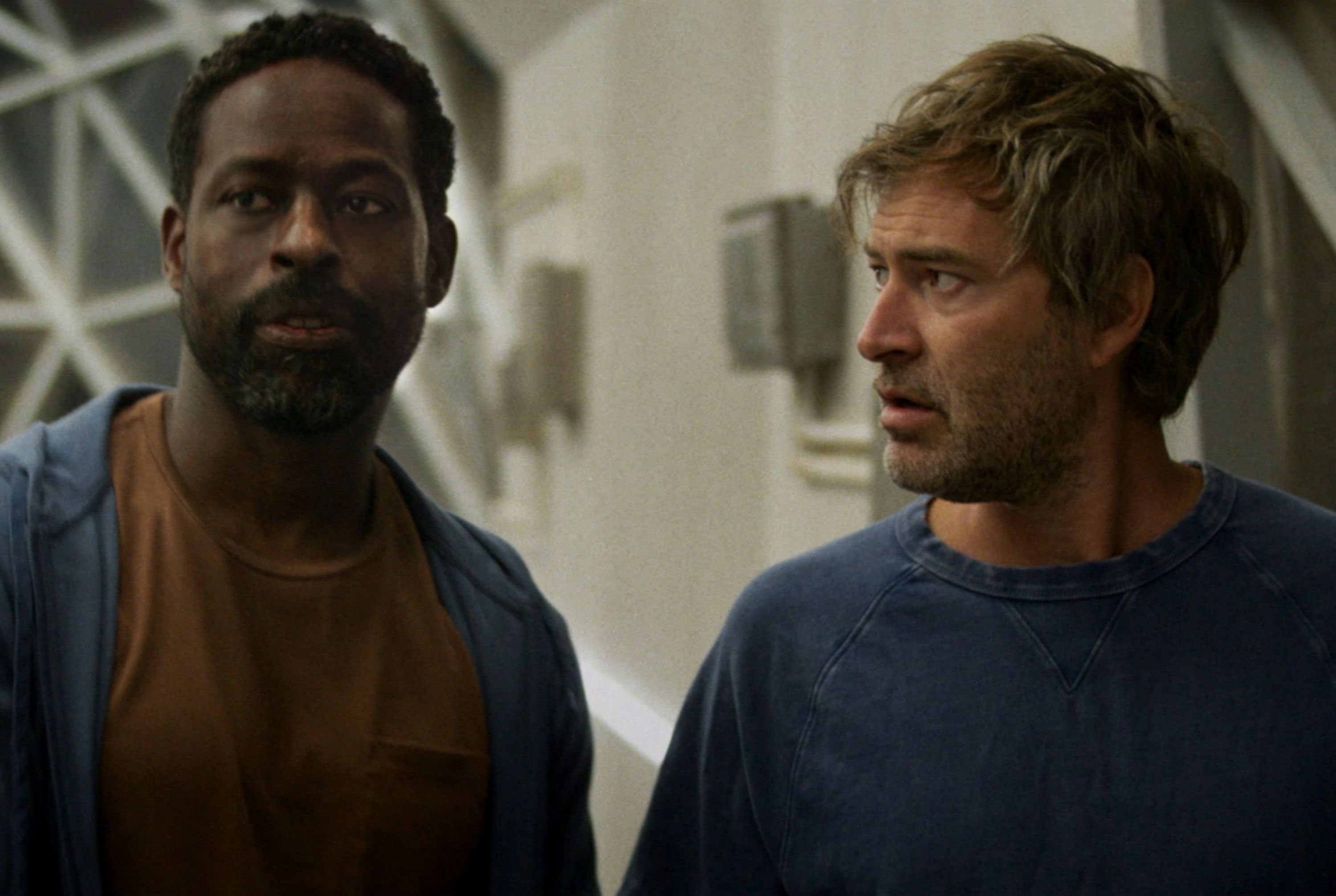 Mark Duplass as Billy and Sterling K. Brown as Ray in Biosphere