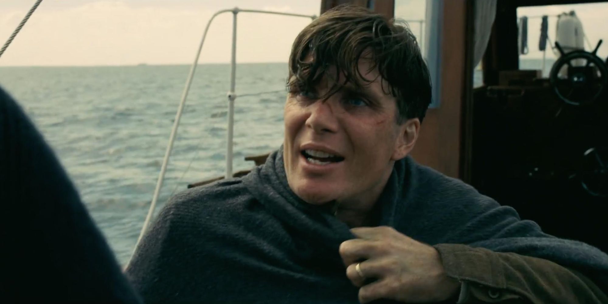 Cillian Murphy as the shivering soldier in Dunkirk