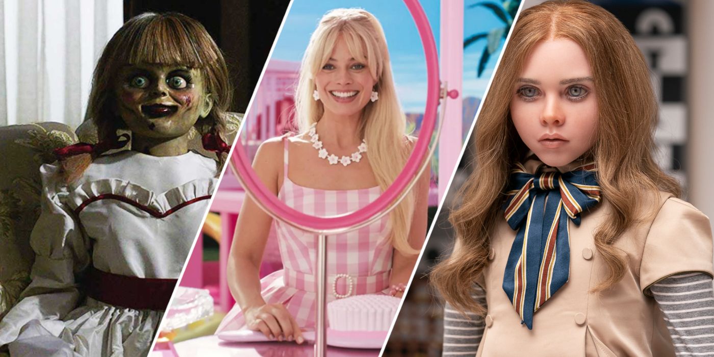 Collage with stills from Annabelle, Barbie, and M3GAN