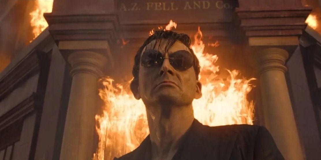 Crowley Emerging From Fire Good Omens Season 1