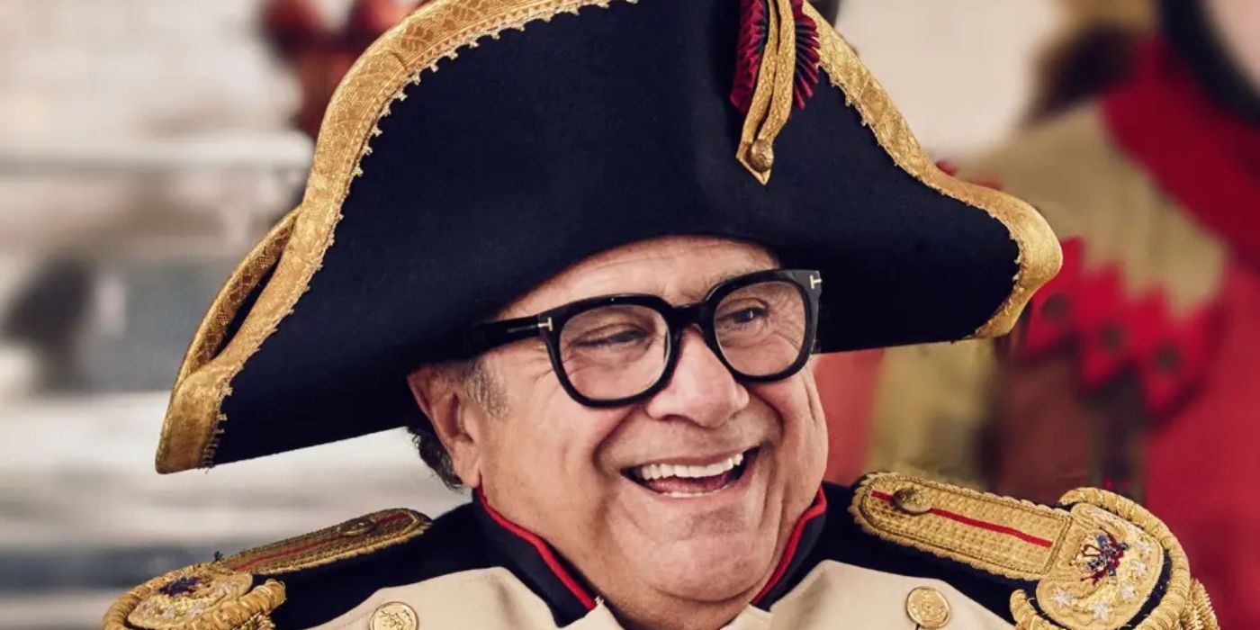 Danny DeVito dressed as Napoleon in a Nespresso commercial. 