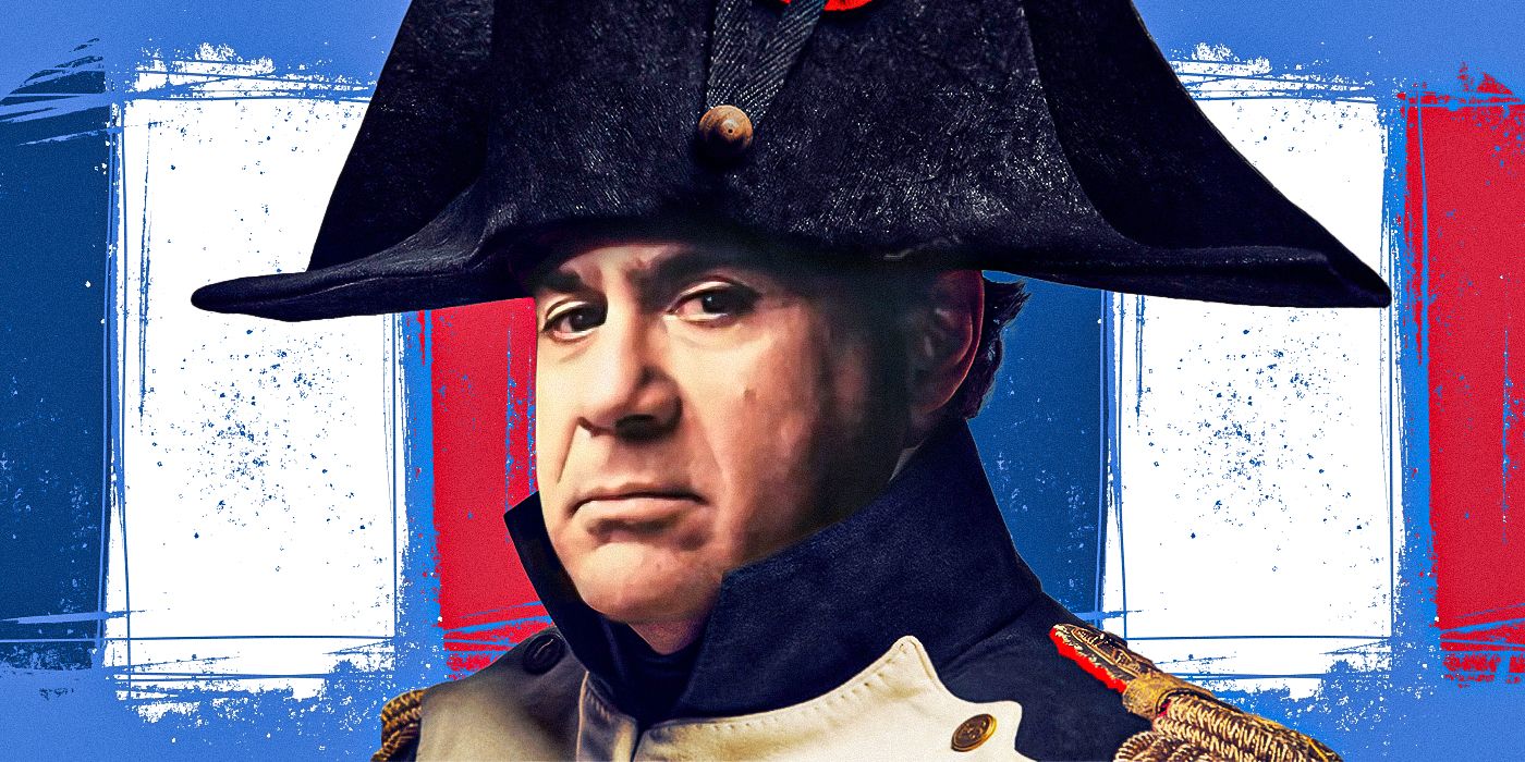 Custom image of Danny Devito dressed as Napoleon against the French Flag as background