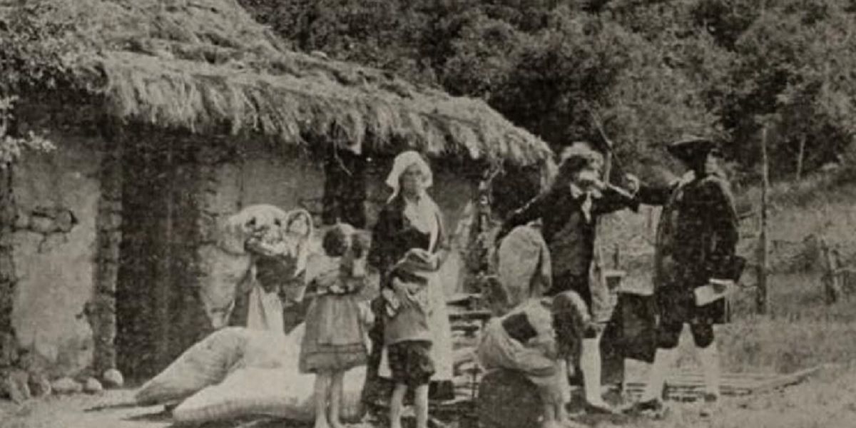 A scene from the 1916 film The Fall of the State