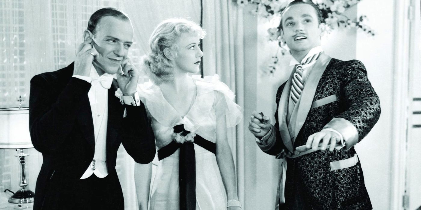 Fred Astaire, Ginger Rogers, and Erik Rhodes in The Gay Divorcee