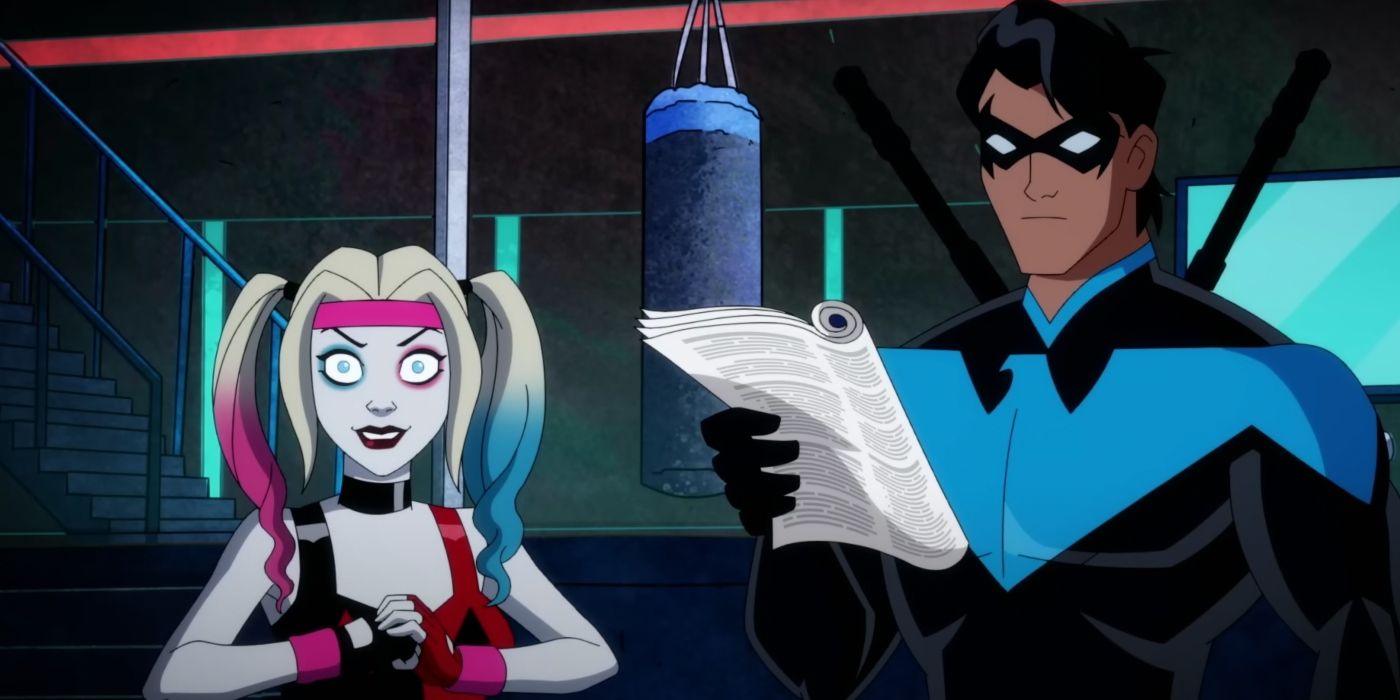 Nightwing reading next to Harley in Harley Quinn Season 4
