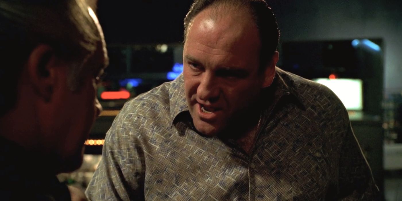 James Gandolfini talking to Tony Sirico in The Sopranos