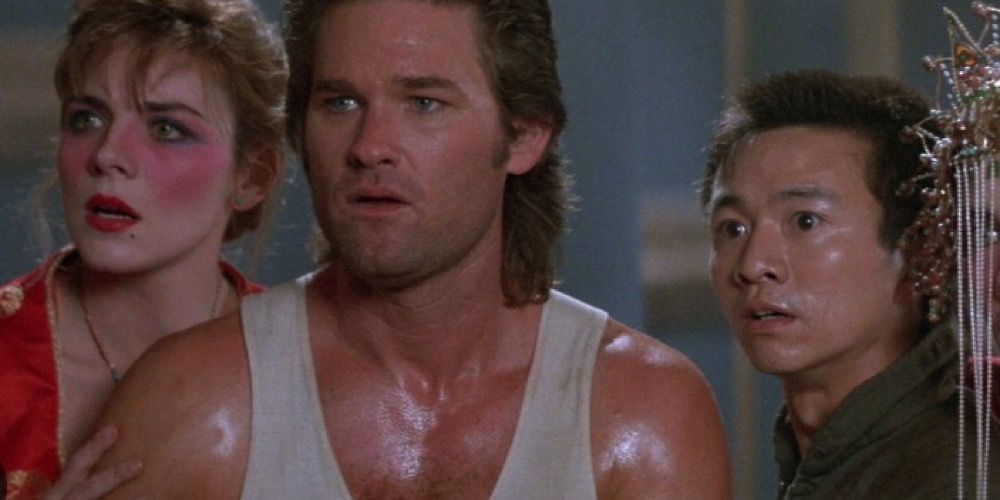 Kim Cattrall, Kurt Russell and Dennis Dun in Big Trouble in Little China.