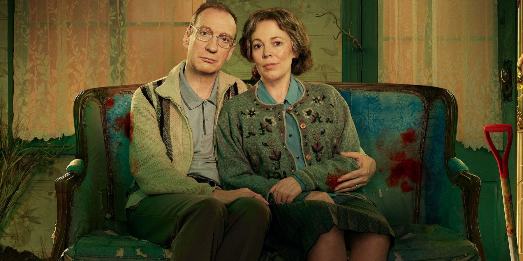 David Thewlis and Olivia Colman in 'Landscapers' poster.
