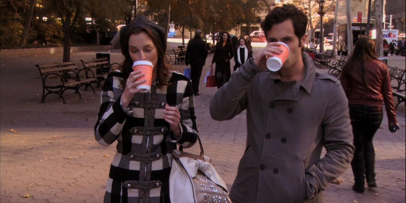 Leighton Meester and Penn Badgley as Blair and Dan in Gossip Girl