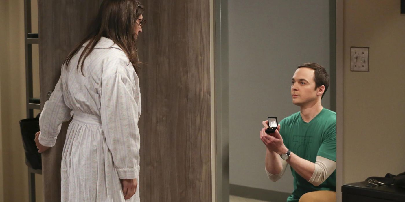 Mayim Bialik y Jim Parsons como Amy y Sheldon en The Big Bang Theory