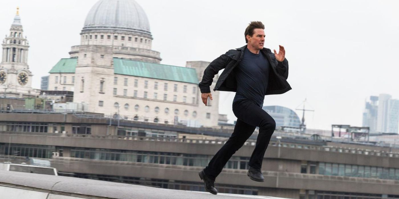 Ethan Hunt running on a rooftop in Mission: Impossible - Fallout