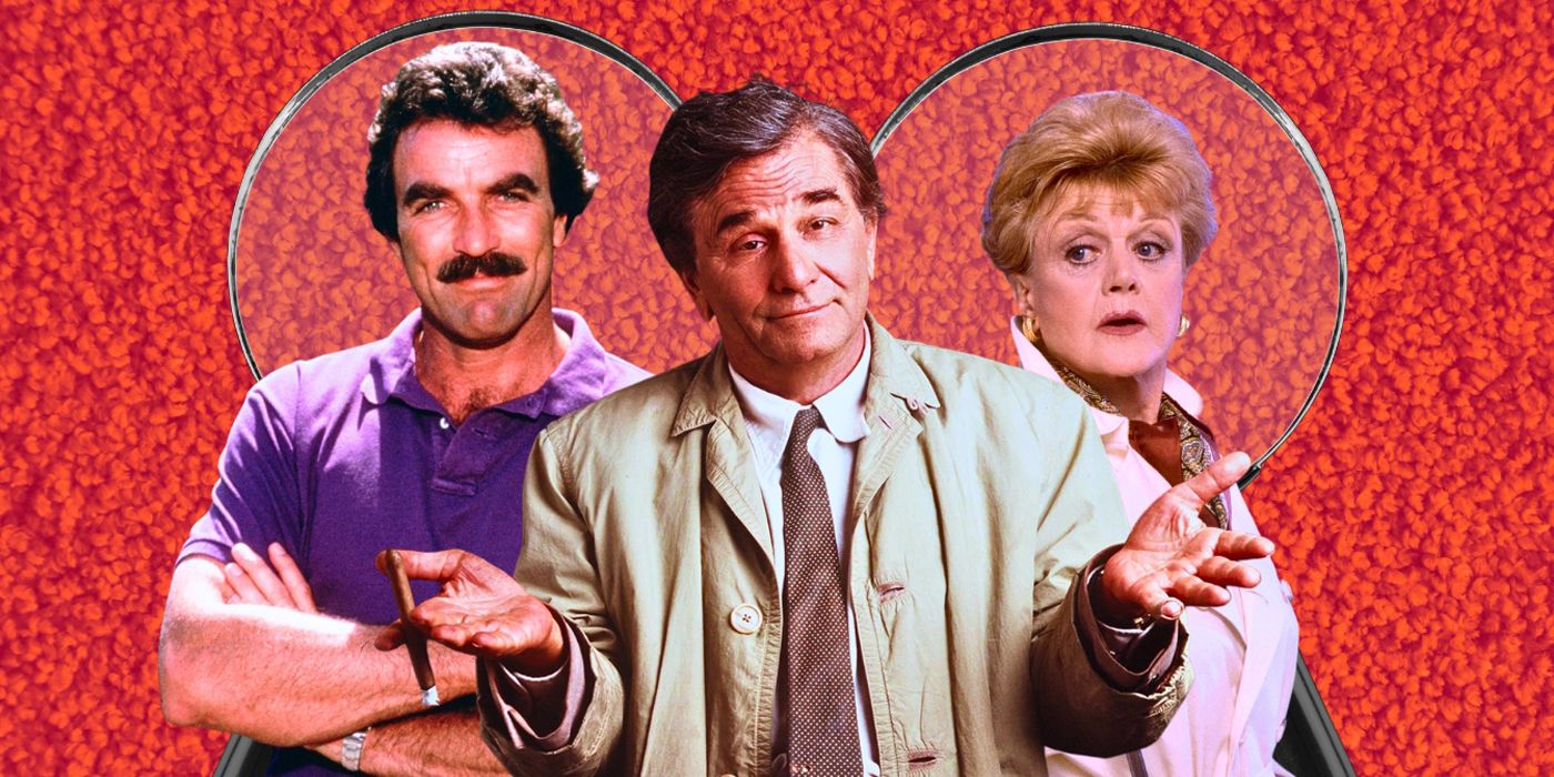 Angela Lansbury in Murder She Wrote, Tom Sellick as Magnum PI, Peter Falk as Columbo
