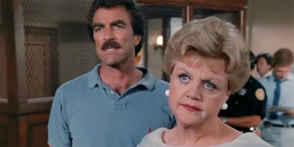 Tom Selleck and Angela Lansbury in Murder She Wrote