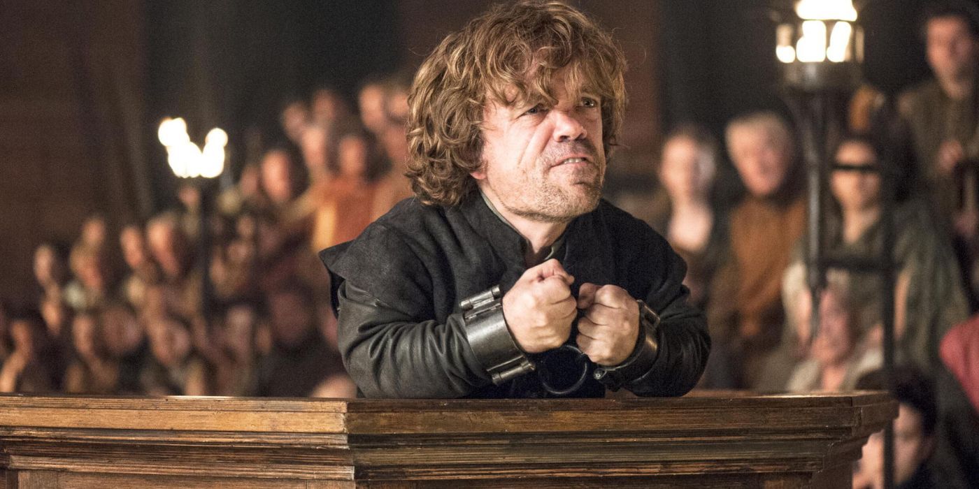 Peter Dinklage as Tyrion Lannister during his trial in Game of Thrones