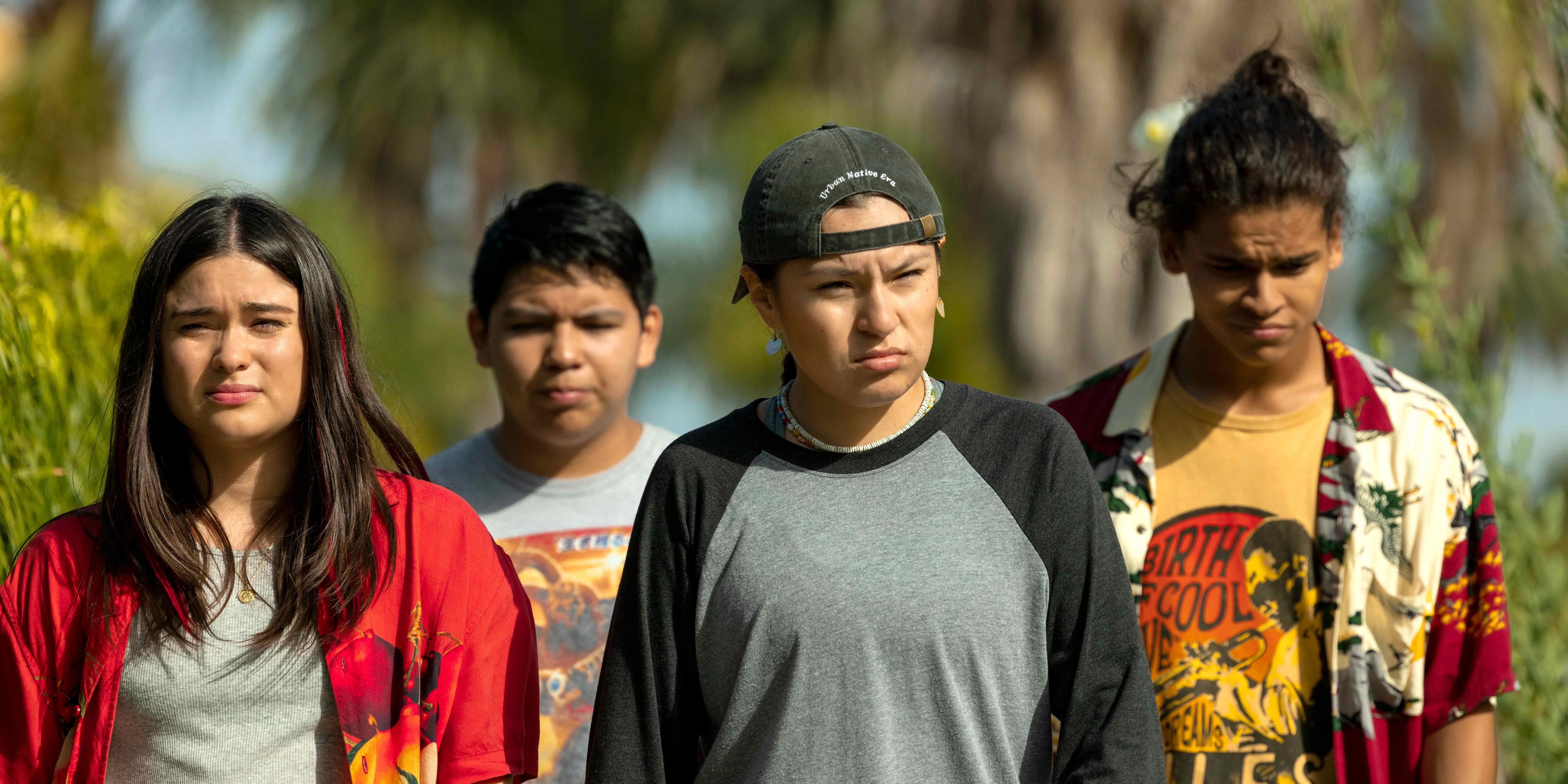 Devery Jacobs, Lane Factor, Paulina Alexis and D'Pharaoh Woon-a-Tai in Reservation Dogs