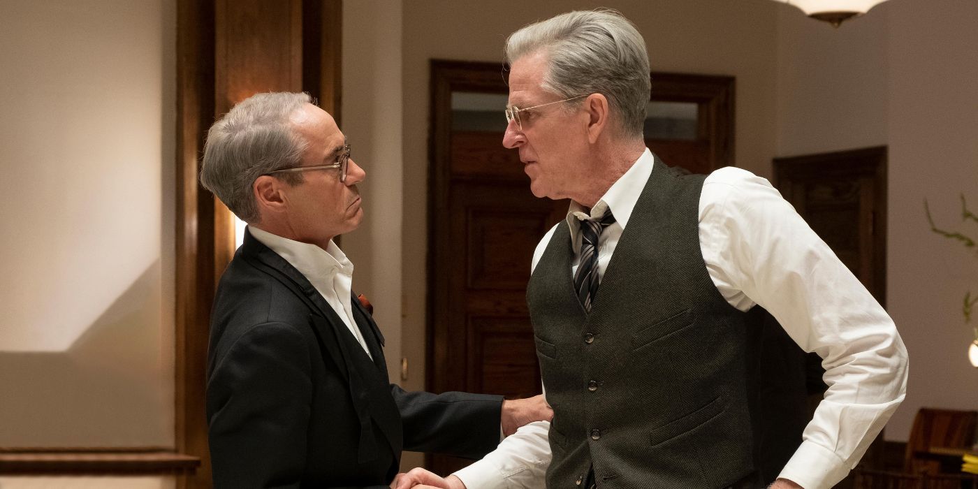 Robert Downey Jr. and Matthew Modine as Lewis Strauss and Vannevar Bush in Oppenheimer