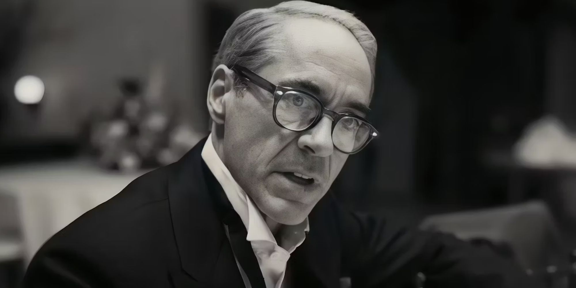 Lewis Strauss looking upset in Oppenheimer